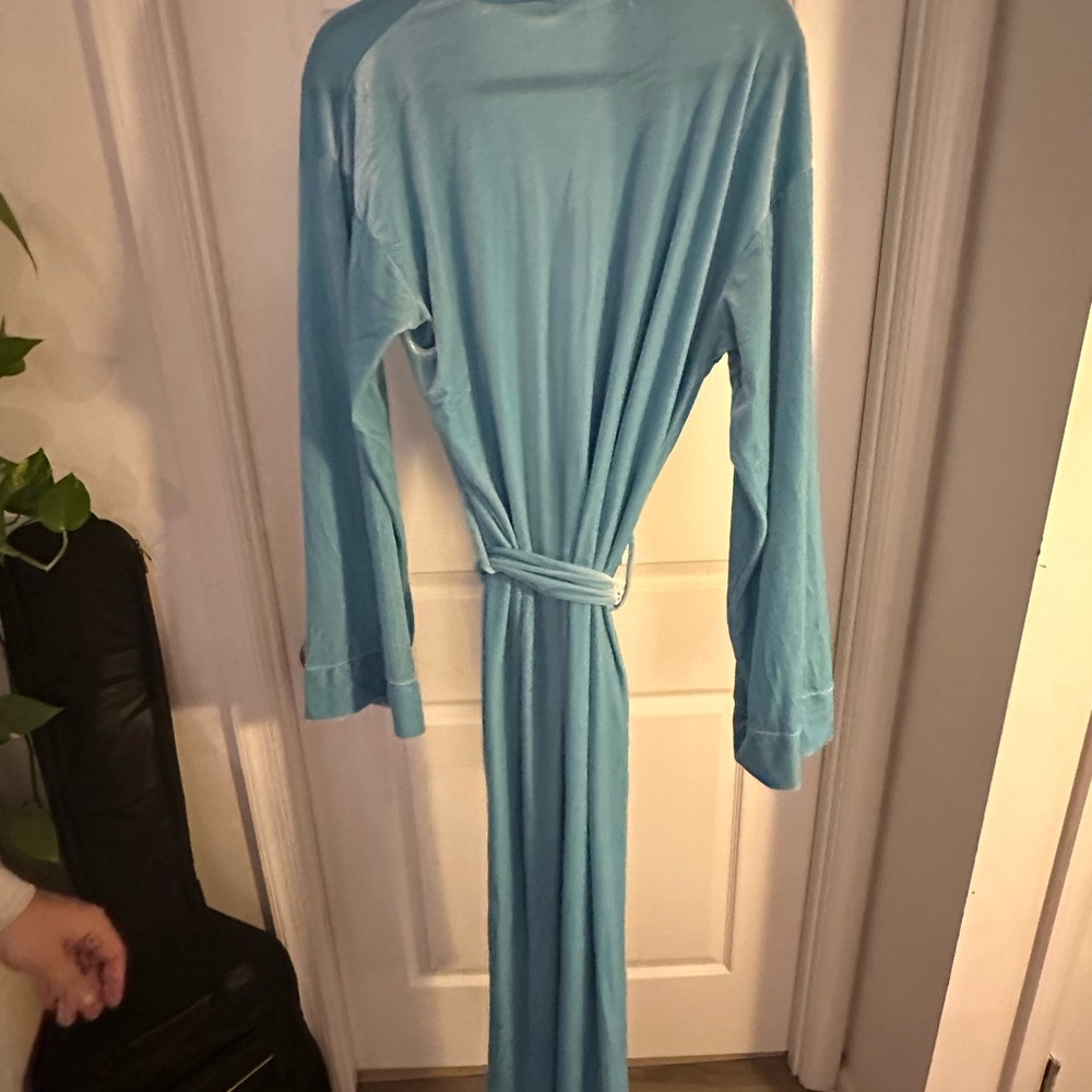 Rare Laina Rauma Velvet Blue Velour Robe OS Floor Length - Picture 5 of 7
